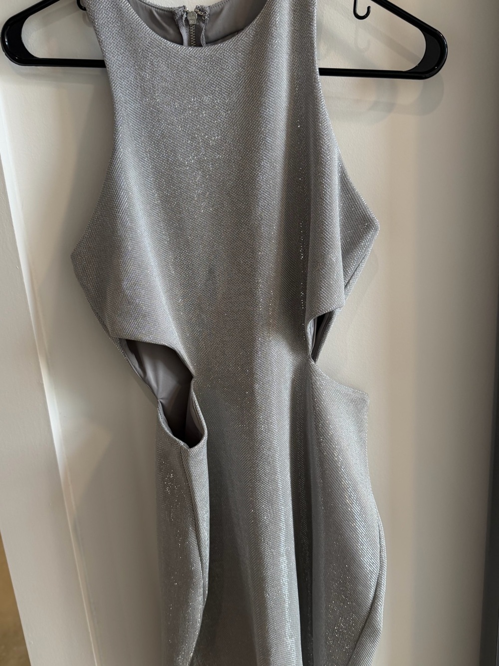 Express Silver Sequin Cutout Bodycon Dress
